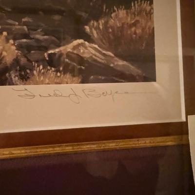 Framed Fred Boyce “Virginia Range Mustangs” pencil signed