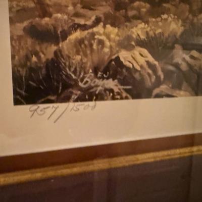 Framed Fred Boyce “Virginia Range Mustangs” pencil signed