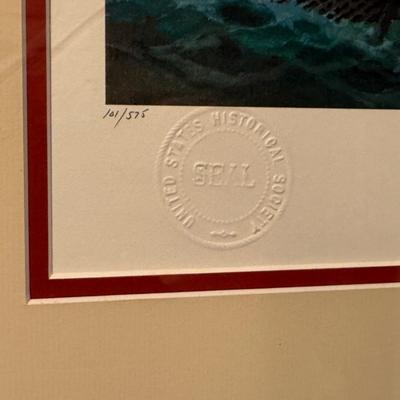 Jack Woodson signed “The Battle of the Virginia Capes” #101 tall ships art