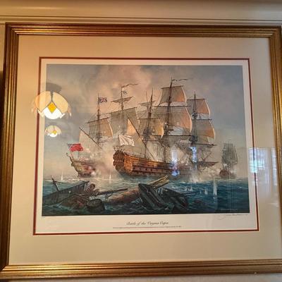 Jack Woodson signed “The Battle of the Virginia Capes” #101 tall ships art