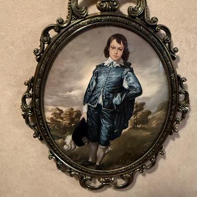 Pair of oval framed Victorian Boy & Girl wall decorations