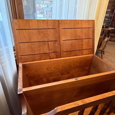 Maple Wood lift top side table/magazine rack 26”w x 17”dx 22