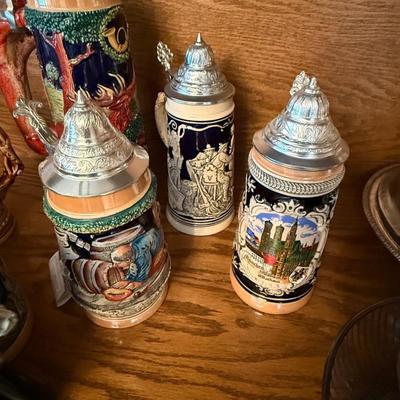 Collection of 9 total ceramic Beer Steins