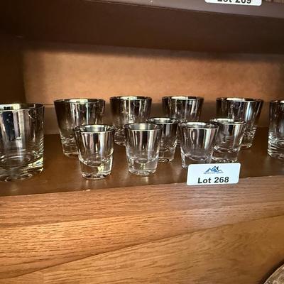 Vintage glass/chrome rimmed Rocks & Shot Glasses
