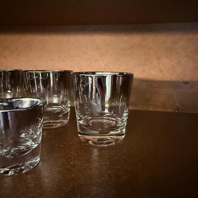 Vintage glass/chrome rimmed Rocks & Shot Glasses