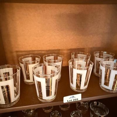 Set of 8 Vintage Art Deco large Rocks glasses