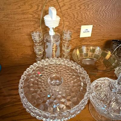 Assortment of glassware Decanter/Barware/candy dish/bowl