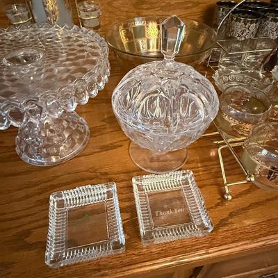 Assortment of glassware Decanter/Barware/candy dish/bowl