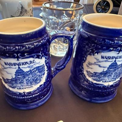 Collection of various mugs 1 Pewter, 1 stein, 1 canada, 2 DC