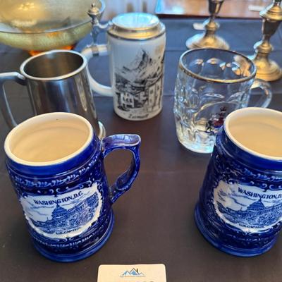 Collection of various mugs 1 Pewter, 1 stein, 1 canada, 2 DC