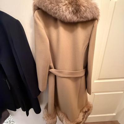 Conklin Furs long Wool & Fur Trimmed Jacket/Coat