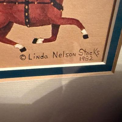 Framed Folk Art by Linda Nelson Stocks "Prairie Gardens" #702/950 Signed from 1982