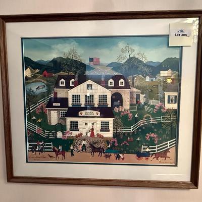 Framed Folk Art by Linda Nelson Stocks "Prairie Gardens" #702/950 Signed from 1982