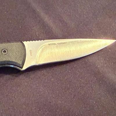 Pair of RMEF fixed blade knives in single sheath
