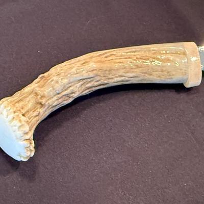 Small "Mountain Man" stag handle knife w/leather sheath
