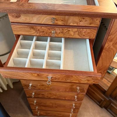 Agresti Italian Briarwood 11 drawer 4’t x 18.5”w x 14”d Jewelry Cabinet