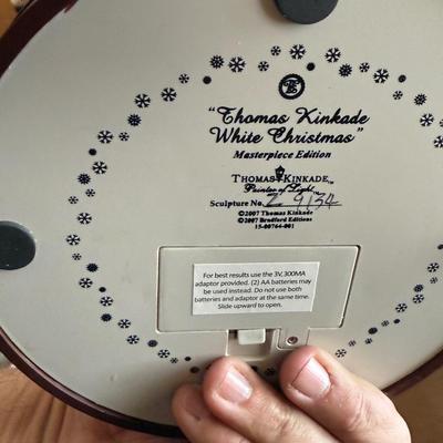 Thomas Kincaid "White Christmas" snow man w/battery operated train