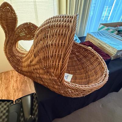 Large Whale Themed woven/wicker basket