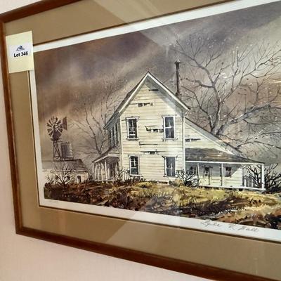 Sale Photo Thumbnail #1129: nice country house looking signed framed print by Lyle Ball