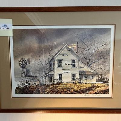 Signed Lyle Ball Old House & Windmill framed Print #56/450