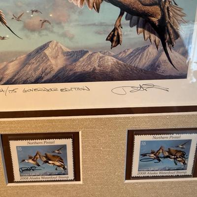 Robert Steiner Alaska Duck Stamp Print w/Sarah Palin signatures