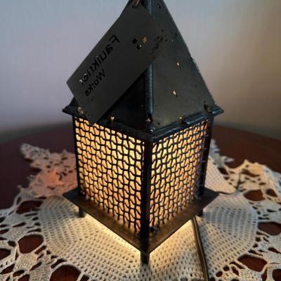 Small hand made metal Faulkner Works table light