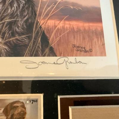 Joanne Graham signed Dog print w/hunting stamps