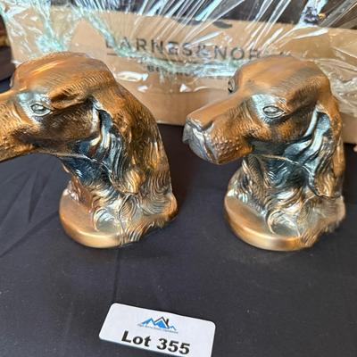 Pair of Brass dog head bookends