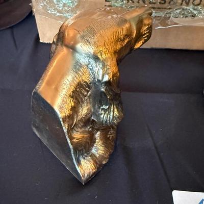 Pair of Brass dog head bookends