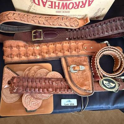 Collection of leather belts/holsters/small pieces
