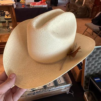 3 Cowboy Hats - 1 Stetson Beaver size 7 & 2 strawhats