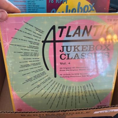 Box of 78 rpm Juke Box Records - classic hits