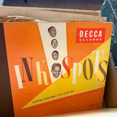 Box of 78 rpm Juke Box Records - classic hits