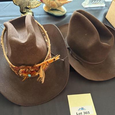 2 Brown Beaver Cowboy Hats - 1 size 6-3/4
