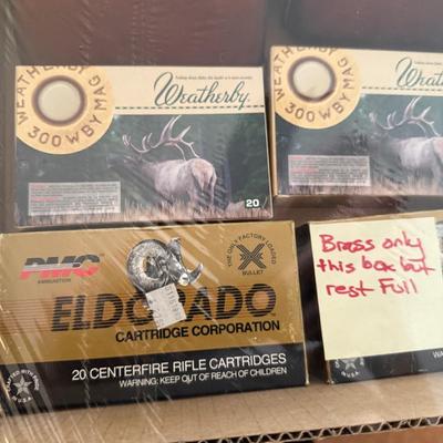 Metal Ammo Box & assortment of 300 Weatherby rounds