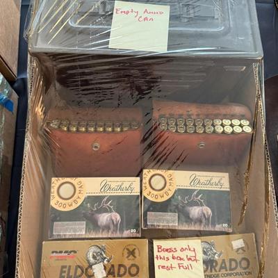 Metal Ammo Box & assortment of 300 Weatherby rounds