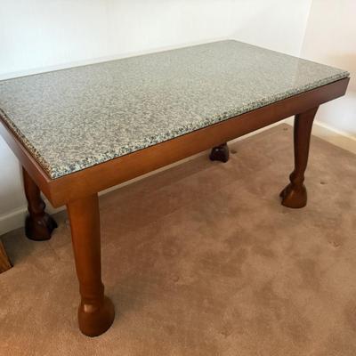 Custom Horse Hoof Legs Wood Table w/granite top piece 4’l x 26”d x 26”t