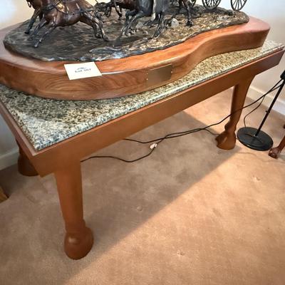 Custom Horse Hoof Legs Wood Table w/granite top piece 4’l x 26”d x 26”t