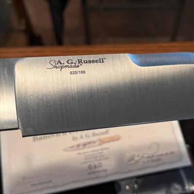 Collector AG Russel Bowie Knife w/etched blade artwork by J Banovich