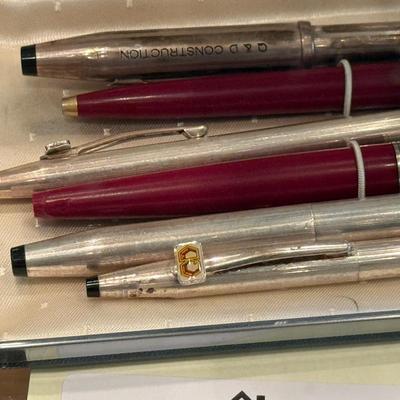Selection of 6 Cross Writing Pens - some Sterling & Clamshell Box