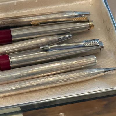 Selection of 6 Cross Writing Pens - some Sterling & Clamshell Box