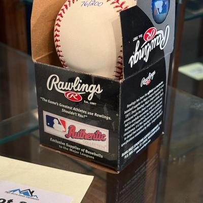 Don Larson perfect game #76/200 signed Rawlings Baseball & Box