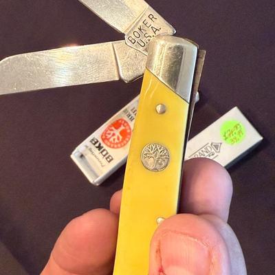 Boker Tree Brand 3 blade pocket knife 9885 Yell Delria w/box