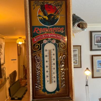 Remington Arms & Ammunition Thermometer in wood frame