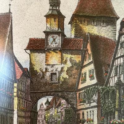 Framed Original Etching of “Rothenburg Tauber" by Ernst Geissendorfer