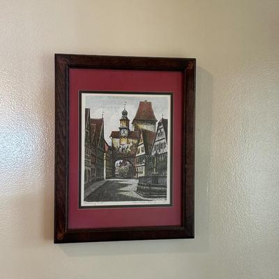 Framed Original Etching of “Rothenburg Tauber" by Ernst Geissendorfer