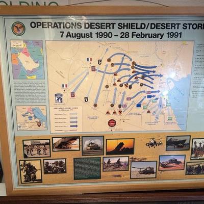Desert Storm Framed Map 1991