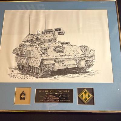 Framed Military Tank Sketch