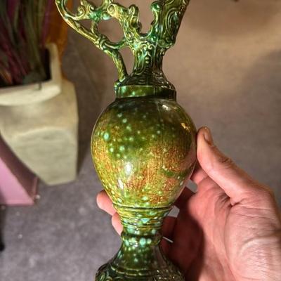 Vintage Green Ceramic Ewer
