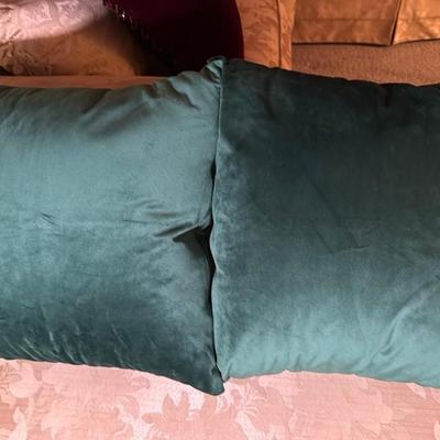 Pair of Green Velvet Pillows